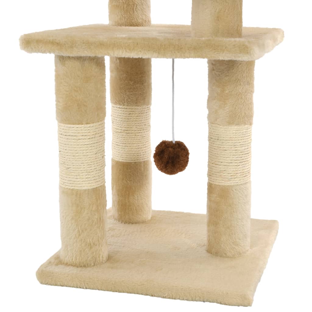 Árvore para gatos c/ postes arranhadores sisal 65 cm bege