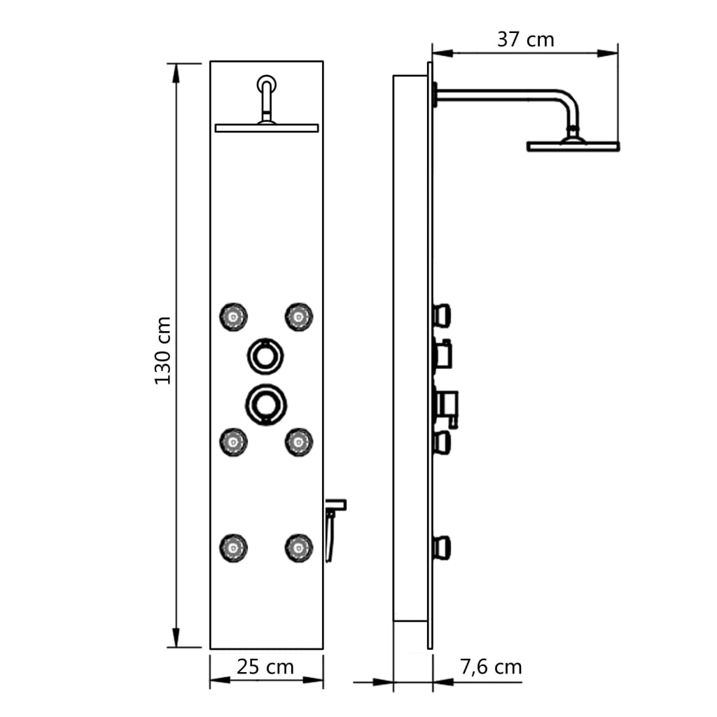 Coluna de duche em vidro 25x44,6x130 cm branco