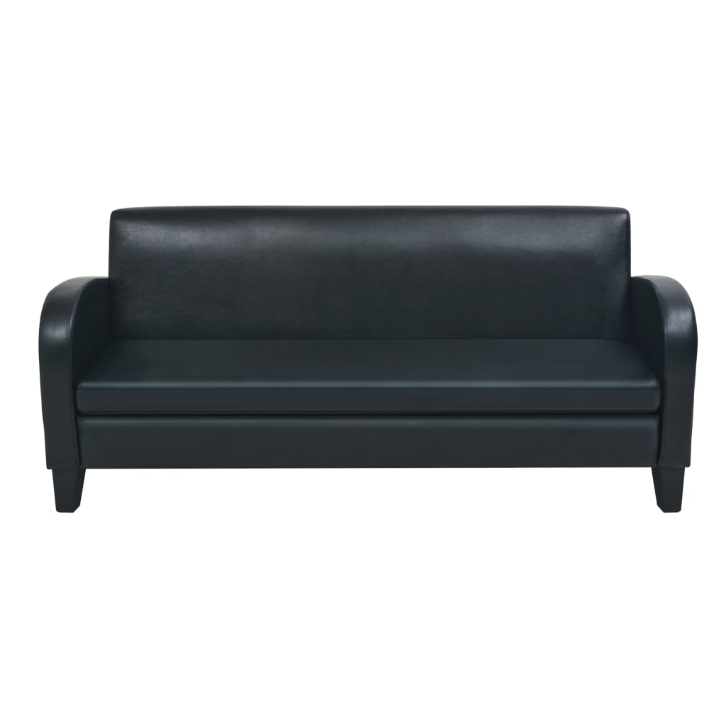 Conjunto de 2 Sofás Jorda - De 2 e 3 Lugares - Cor Preto - Em Couro Artificial - Acolchoado com Espuma Extra-Espessa Para Maior Conforto - Estrutura em Madeira Maciça - 139x70x76 cm / 183x70x76 cm - Design Escandinavo