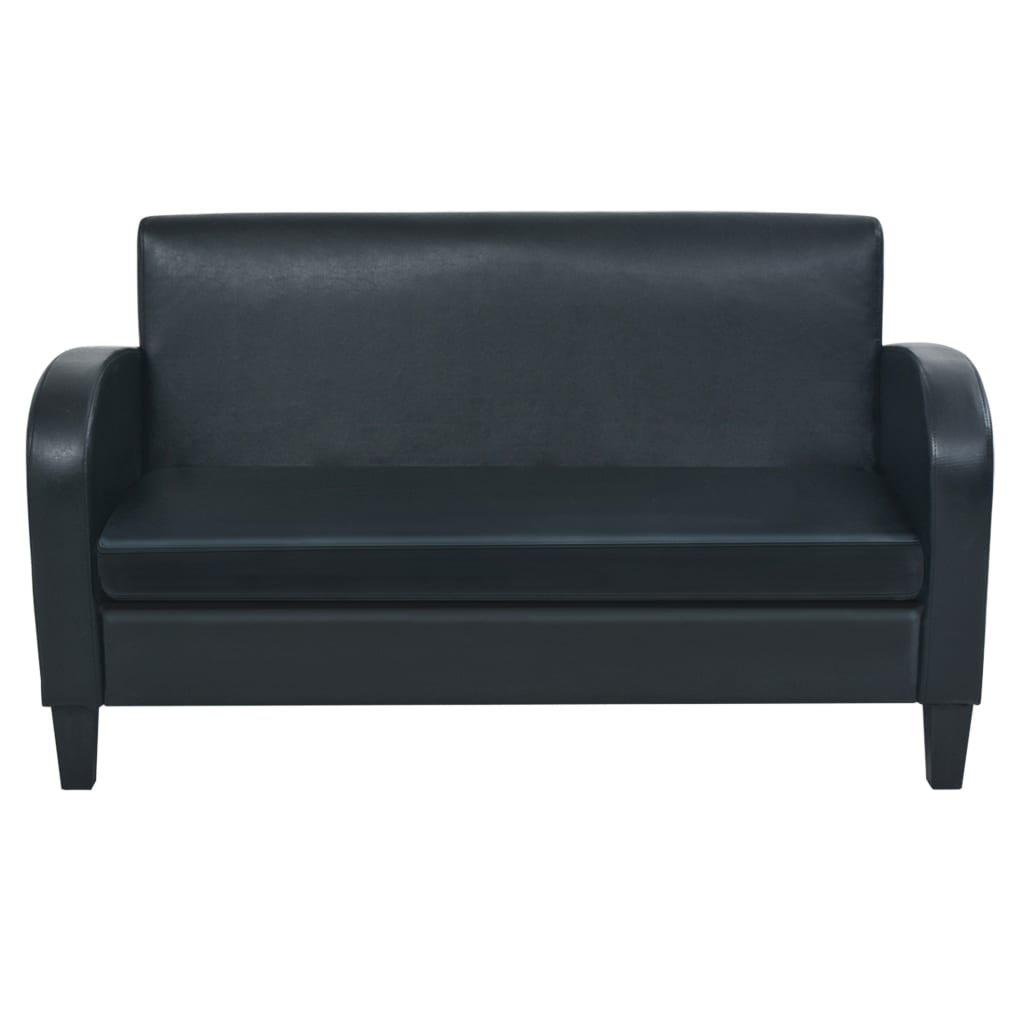 Conjunto de 2 Sofás Jorda - De 2 e 3 Lugares - Cor Preto - Em Couro Artificial - Acolchoado com Espuma Extra-Espessa Para Maior Conforto - Estrutura em Madeira Maciça - 139x70x76 cm / 183x70x76 cm - Design Escandinavo