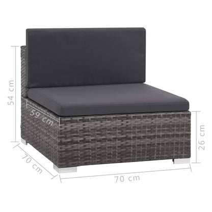 12 pcs conjunto lounge de jardim c/ almofadões vime PE cinzento