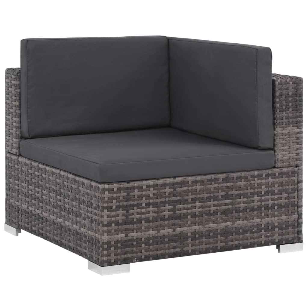 12 pcs conjunto lounge de jardim c/ almofadões vime PE cinzento