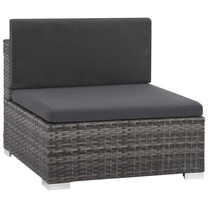 12 pcs conjunto lounge de jardim c/ almofadões vime PE cinzento