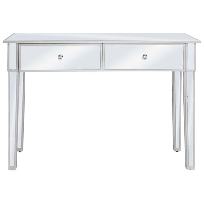 Mesa consola espelhada em MDF e vidro 106,5x38x76,5 cm