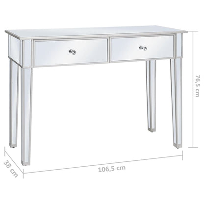 Mesa consola espelhada em MDF e vidro 106,5x38x76,5 cm