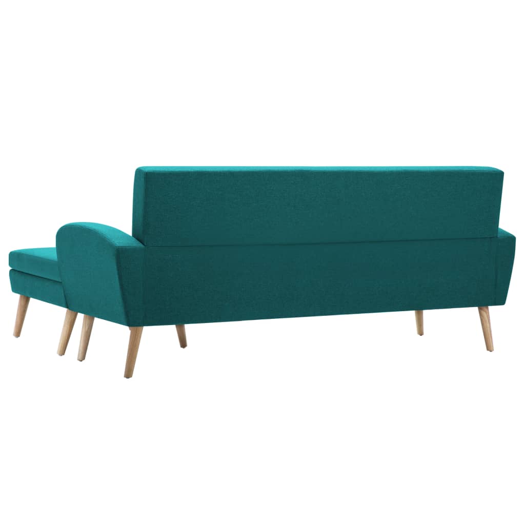 Sofá Judite Chaise Longue - De 3 Lugares - Cor Verde - Em Tecido,  Estrutura em Madeira e Pés em Madeira de Seringueira - Densamente Acolchoado para Maior Conforto - 186x136x79 cm  - Design Nórdico