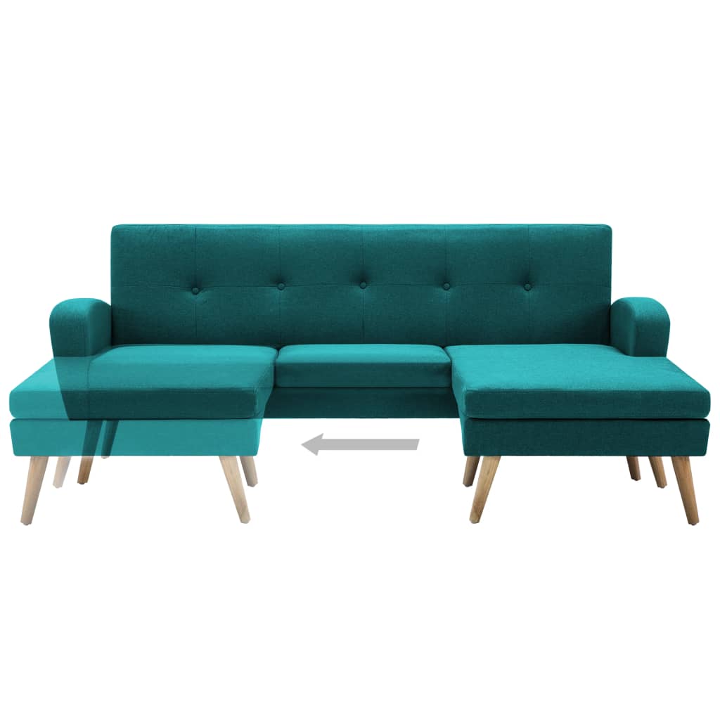 Sofá Judite Chaise Longue - De 3 Lugares - Cor Verde - Em Tecido,  Estrutura em Madeira e Pés em Madeira de Seringueira - Densamente Acolchoado para Maior Conforto - 186x136x79 cm  - Design Nórdico