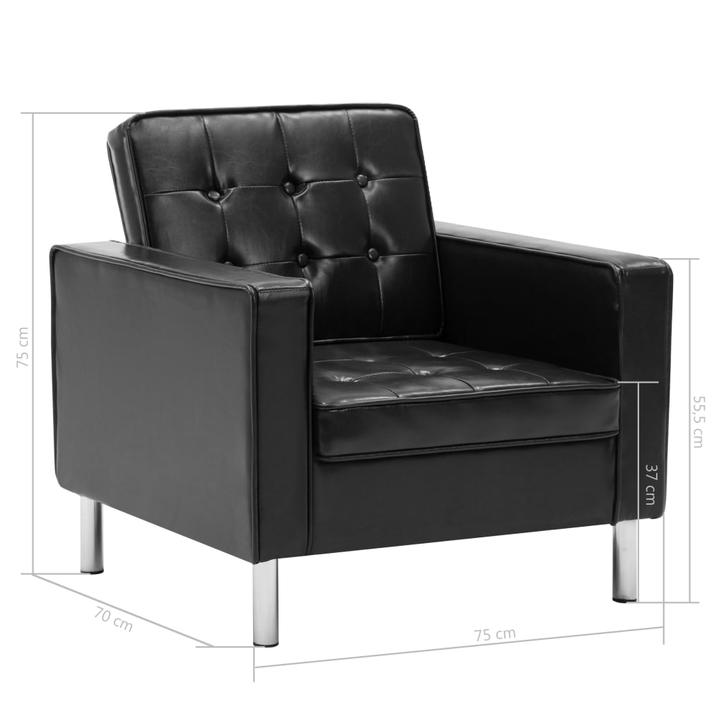 Poltrona Tash - Couro Artificial - Preto - Design Moderno