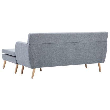 Sofá Amanda Chaise Longue - De 3 Lugares - Cor Cinzento Claro - 171,5x138x81,5 cm - Estrutura em MDF com Estofamento em Tecido, enchimento em Espuma e Pés em Madeira de Seringueira - Design Vintage