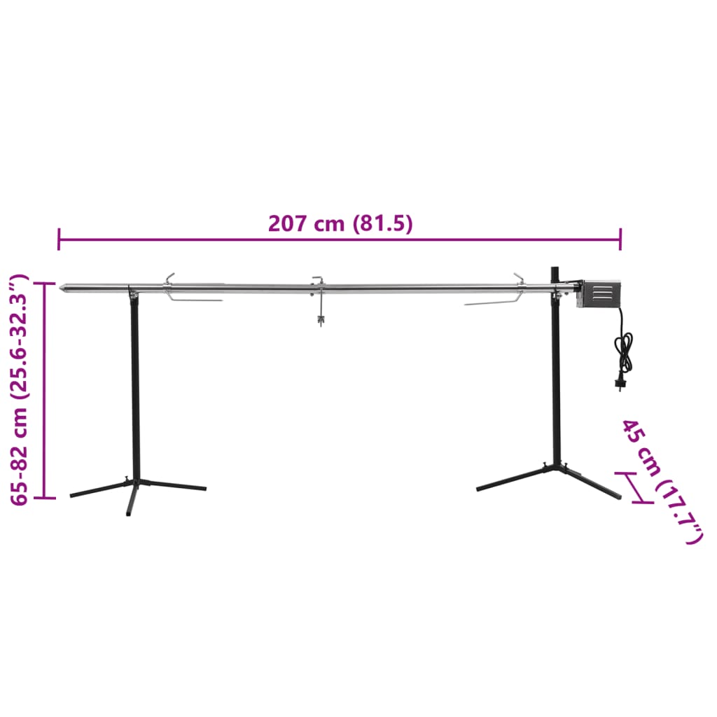 Grelhador automático com motor em aço inoxidável 207x45x81 cm