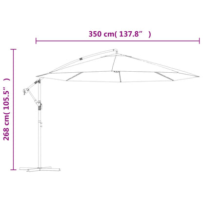 Guarda-sol cantilever com mastro alumínio 350 cm terracotta