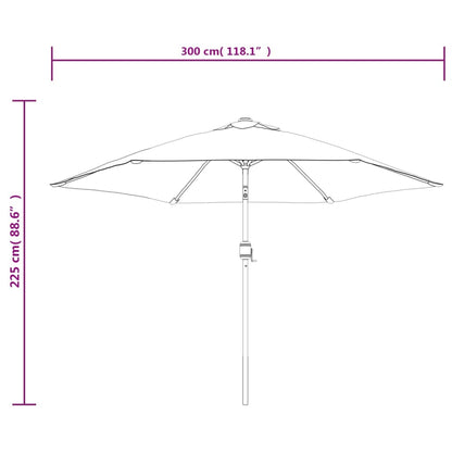 Guarda-sol exterior com luzes LED e poste aço 300 cm antracite