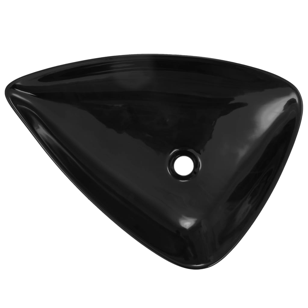 Lavatório em cerâmica 645x455x115 mm preto triangular