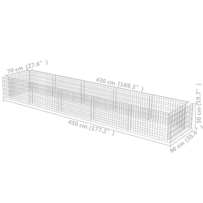 Canteiro elevado/cesto gabião 450x90x50 cm aço galvanizado