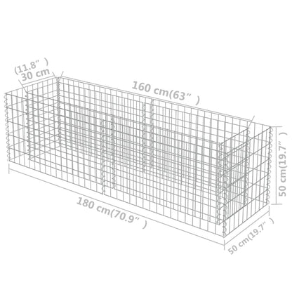 Canteiro elevado/cesto gabião 180x50x50 cm aço galvanizado