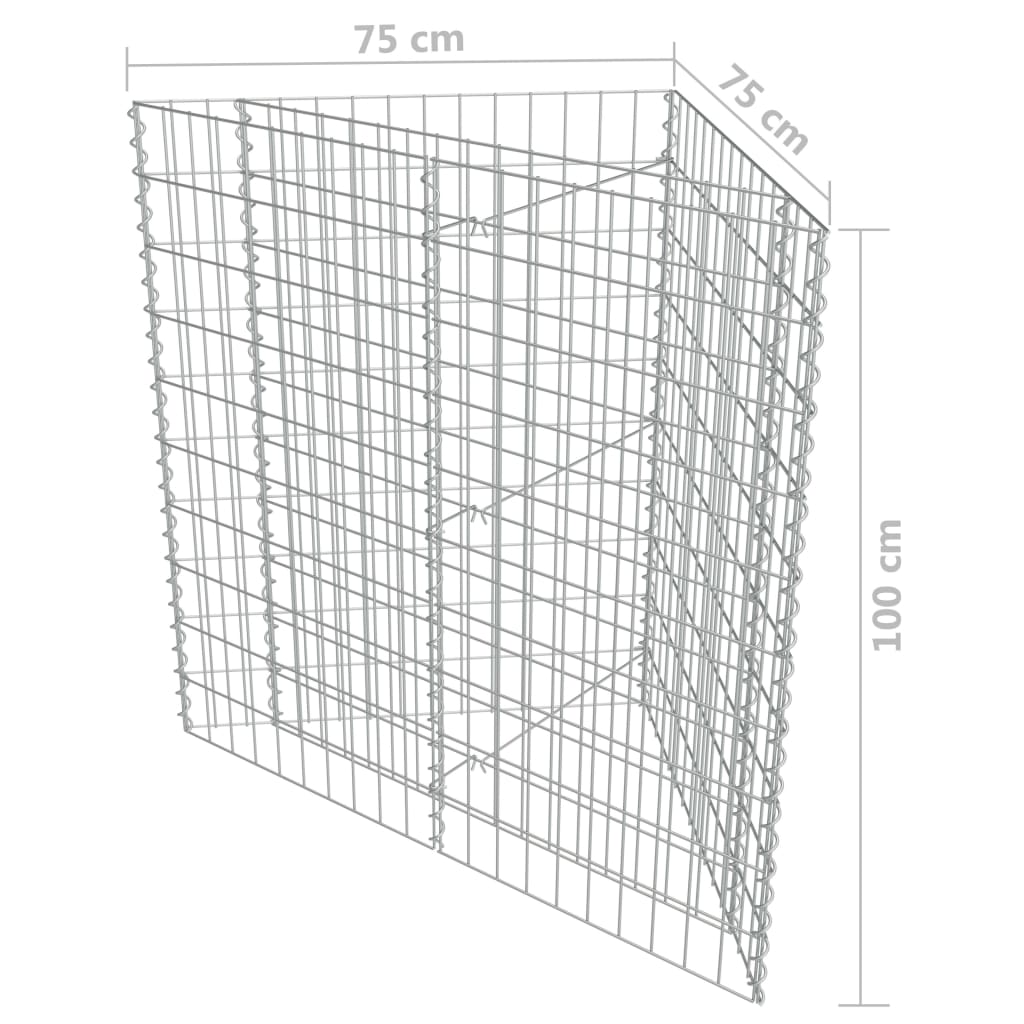 Canteiro elevado/cesto gabião 75x75x100 cm aço galvanizado