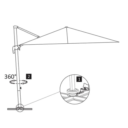 Guarda-sol cantilever c/ poste alumínio 400x300 cm cor areia