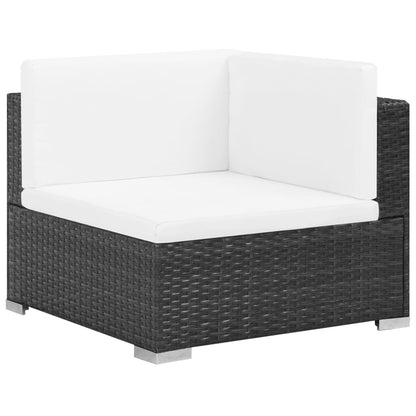 6 pcs conjunto lounge de jardim c/ almofadões vime PE preto