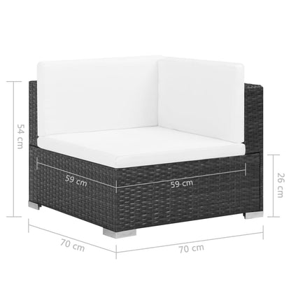 6 pcs conjunto lounge de jardim c/ almofadões vime PE preto