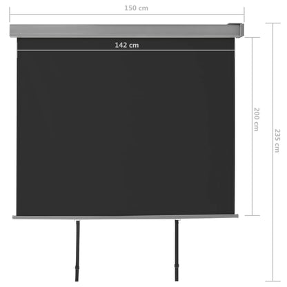 Toldo lateral para varanda multifuncional 150x200 cm preto