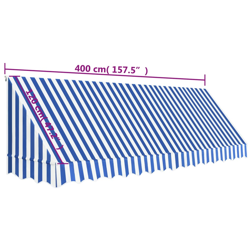 Toldo bistrô 400x120 cm azul e branco