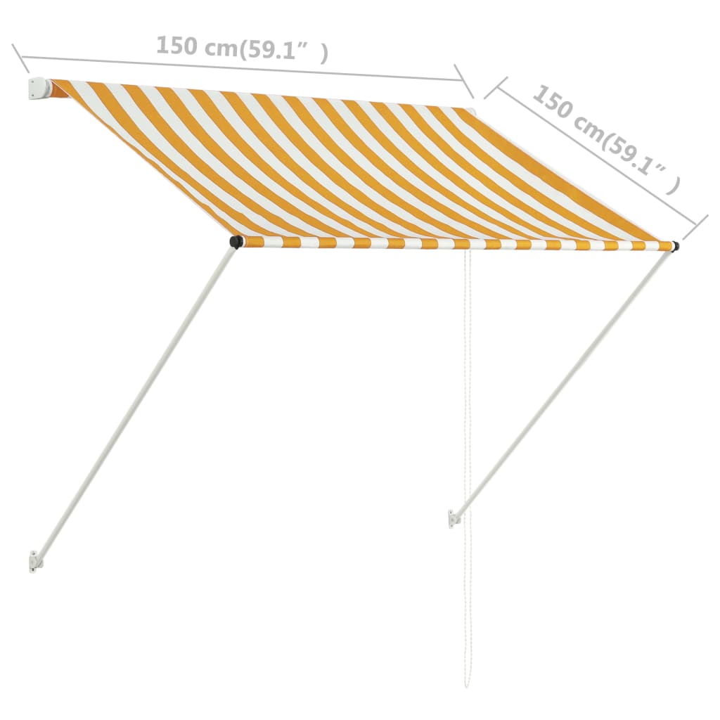 Toldo retrátil 150x150 cm amarelo e branco