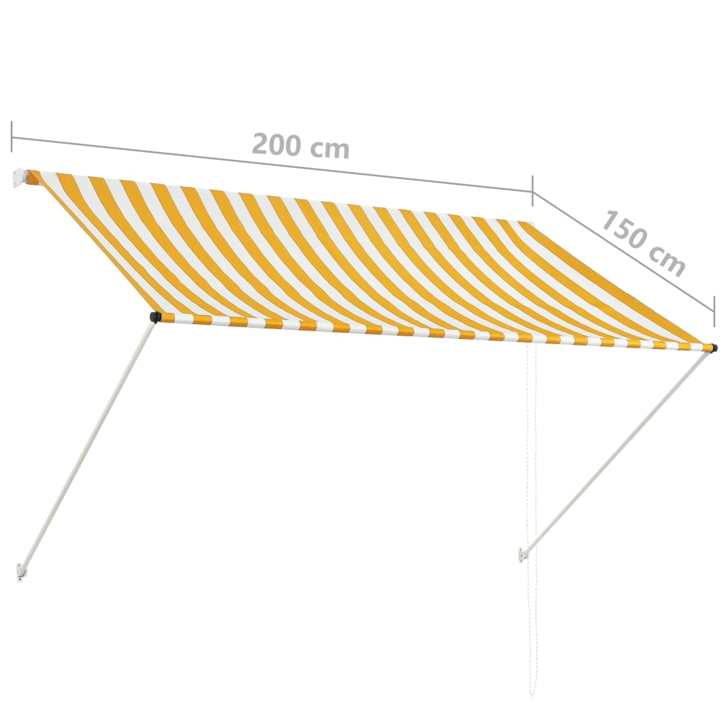 Toldo retrátil 200x150 cm amarelo e branco