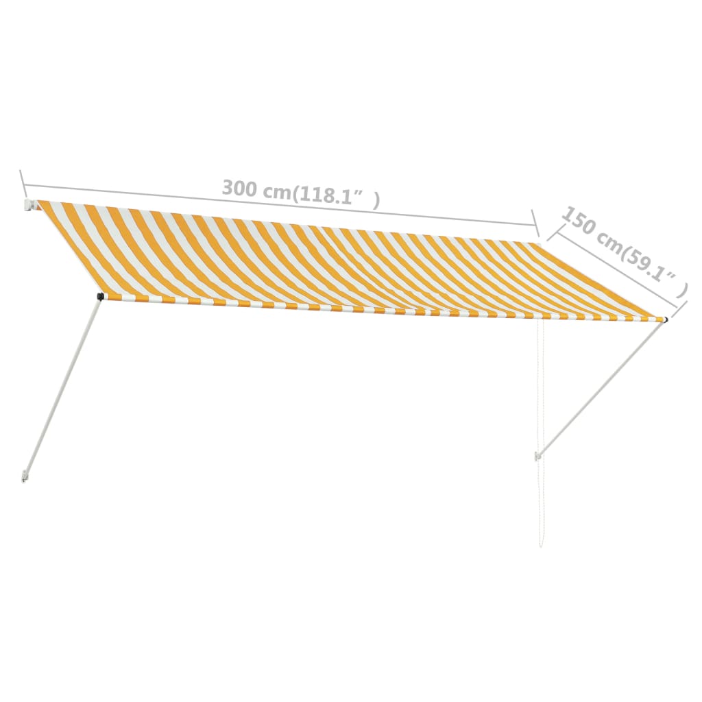 Toldo retrátil 300x150 cm amarelo e branco