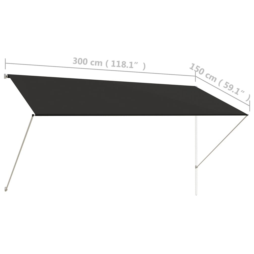 Toldo retrátil 300x150 cm antracite