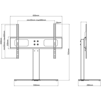 Suporte de TV com base de ferro preto 32"-70"