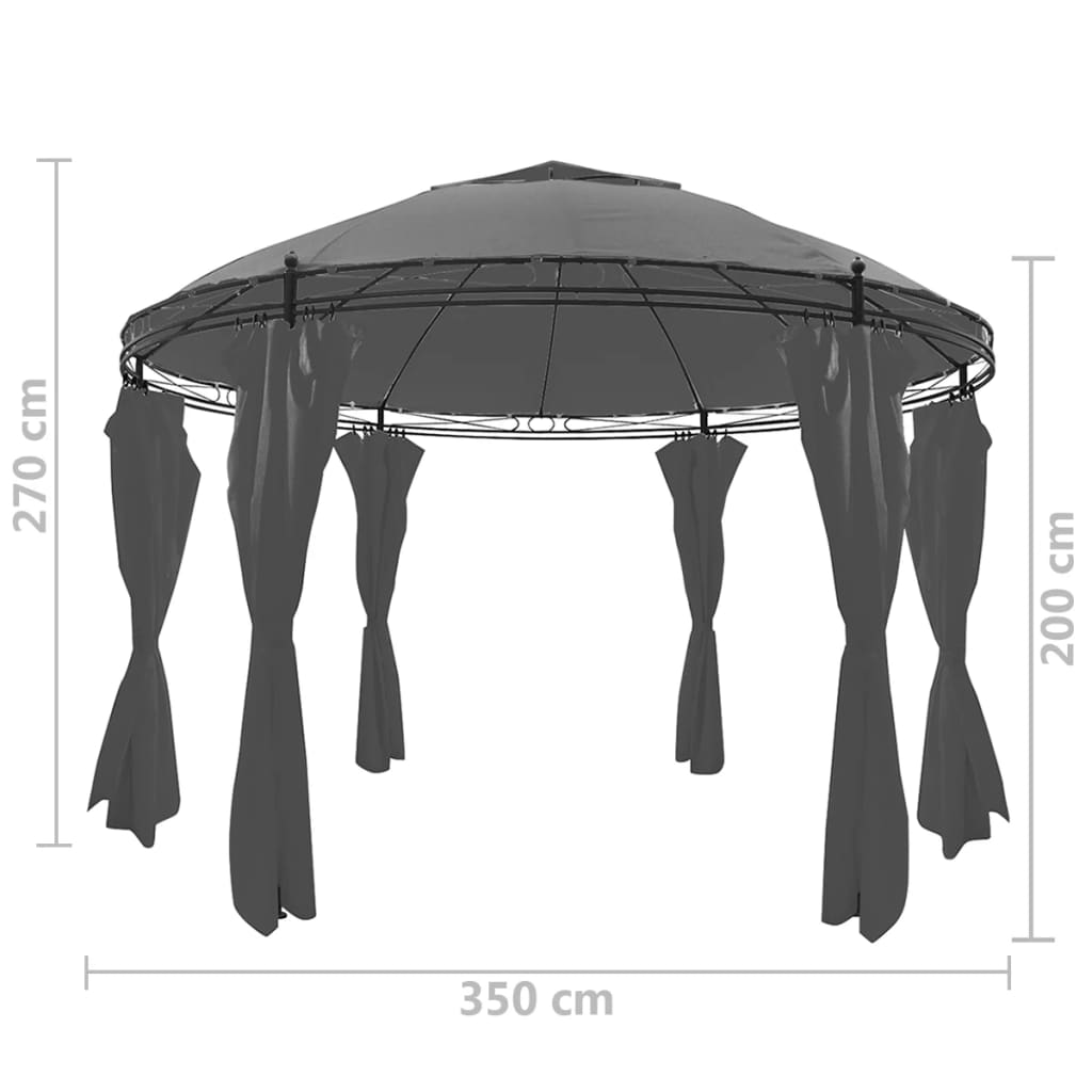 Pérgola de Jardim Redonda com Cortinas - 3,5x2,7 m - Antracite