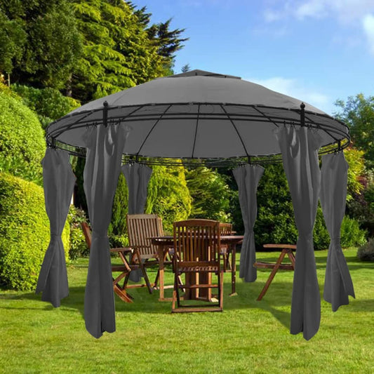 Pérgola de Jardim Redonda com Cortinas - 3,5x2,7 m - Antracite