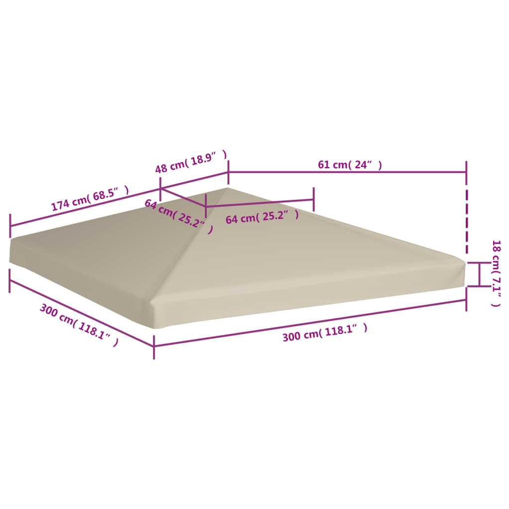 Cobertura de gazebo 310 g/m² 3x3 m bege