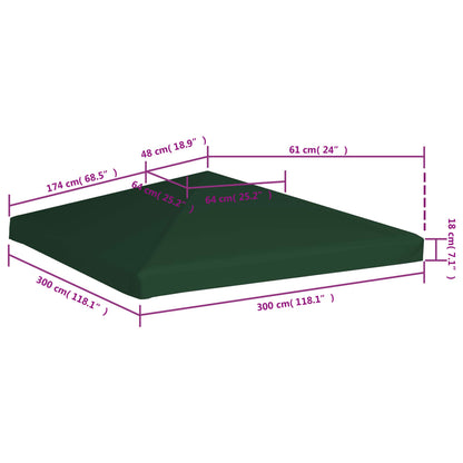 Cobertura de gazebo 310 g/m² 3x3 m verde