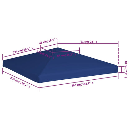 Cobertura de gazebo 310 g/m² 3x3 m azul