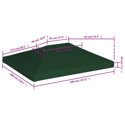 Cobertura de gazebo 310 g/m² 4x3 m verde