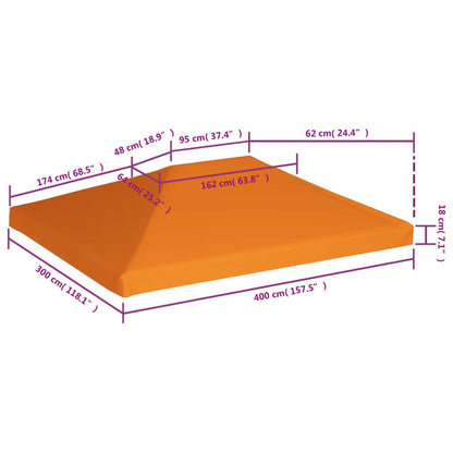 Cobertura de gazebo 310 g/m² 4x3 m laranja