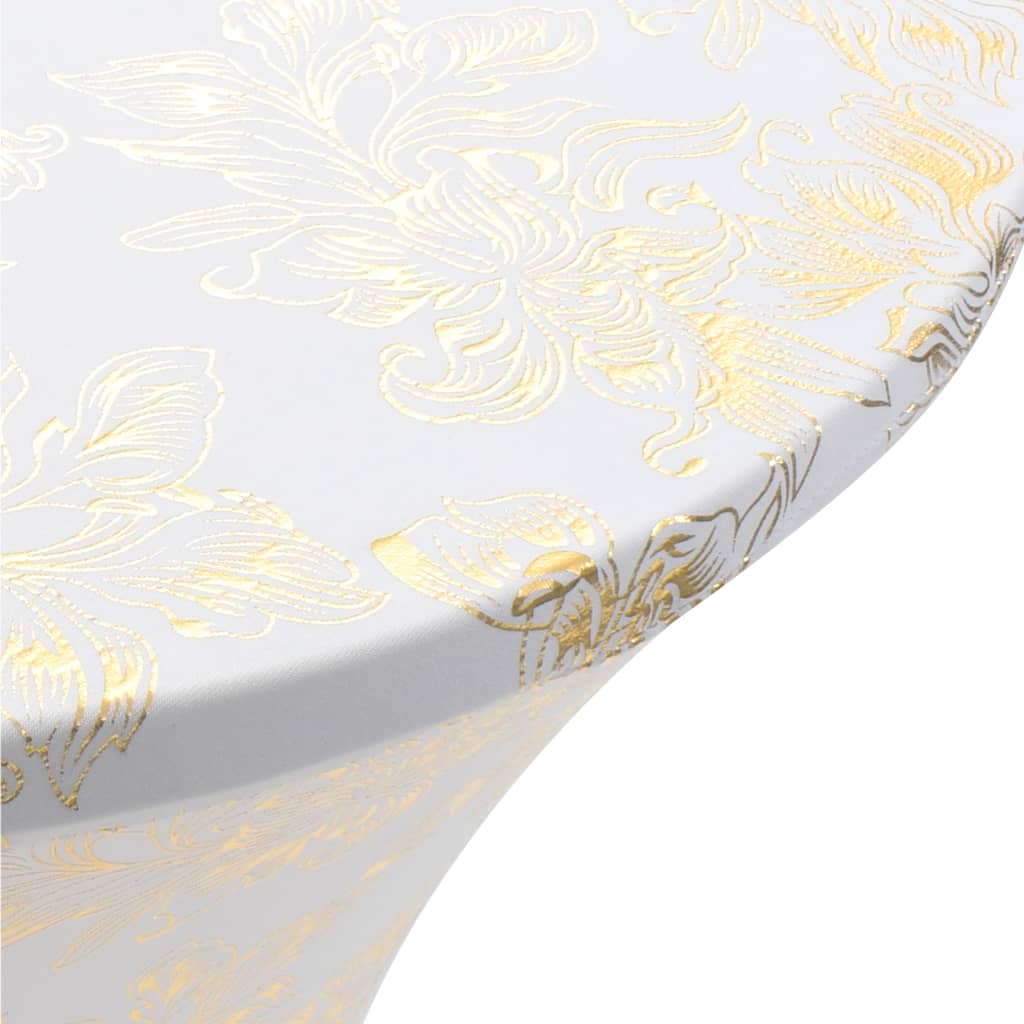 2 pcs capas extensíveis p/ mesa 70 cm branco com padrão dourado