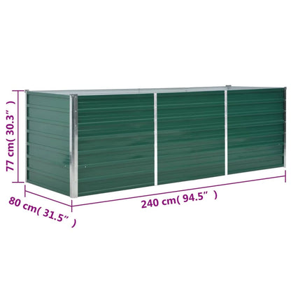 Canteiro elevado de jardim aço galvanizado 240x80x77 cm verde