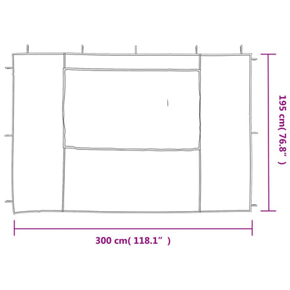 Parede lateral com janela p/ tenda de festas 2 pcs PE branco