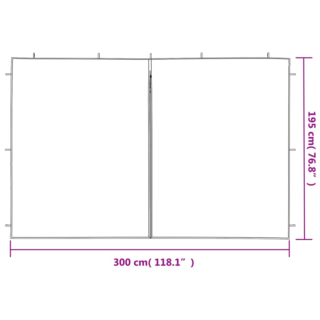 Parede lateral com fecho p/ tenda de festas 2 pcs PE azul