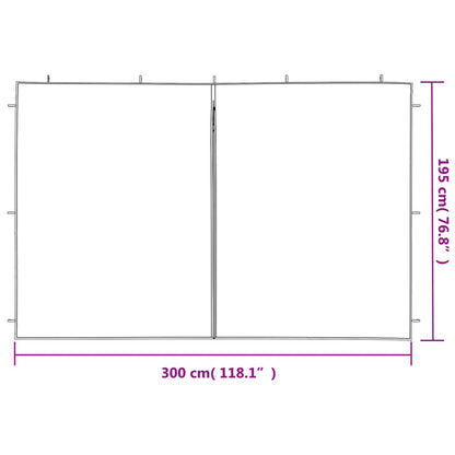 Parede lateral com fecho p/ tenda de festas 2 pcs PE azul