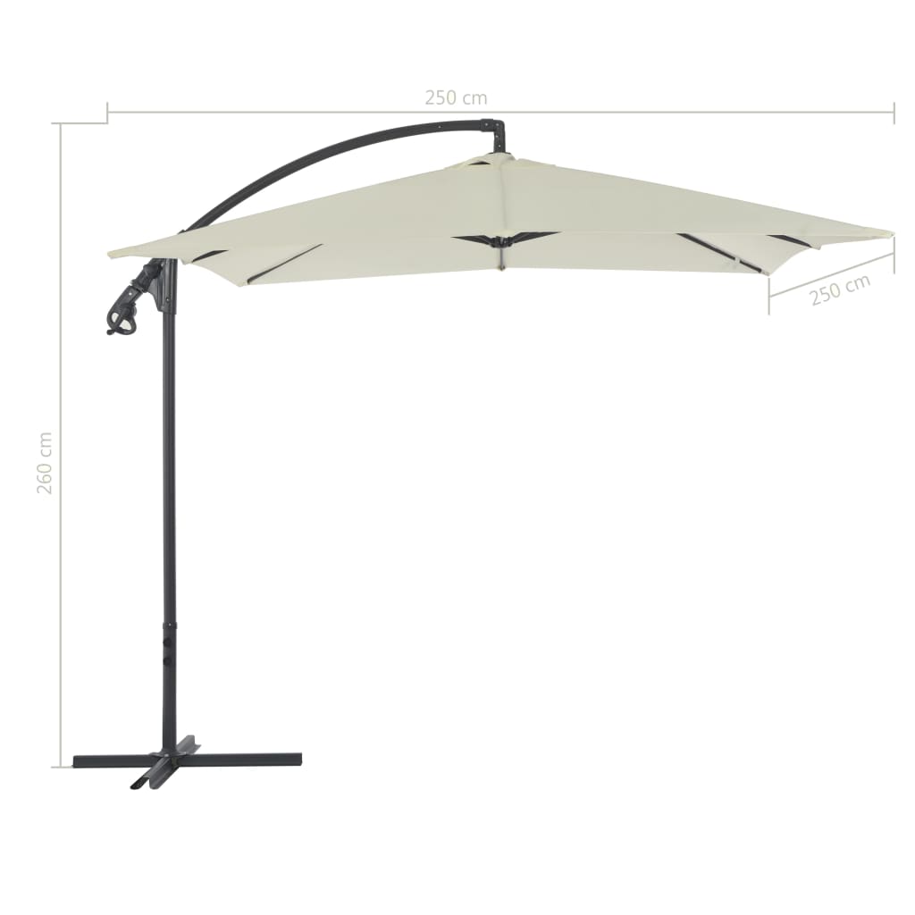 Guarda-sol cantilever com poste de aço 250x250 cm cor areia