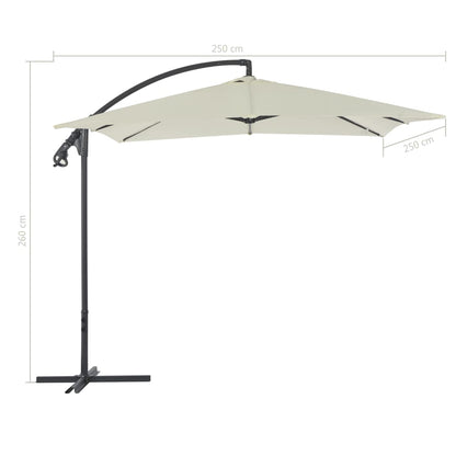 Guarda-sol cantilever com poste de aço 250x250 cm cor areia