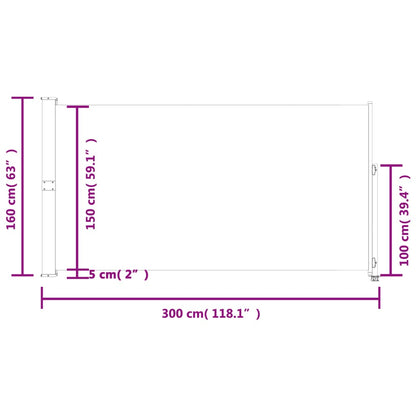 Toldo lateral retrátil para pátio 160x300 cm creme