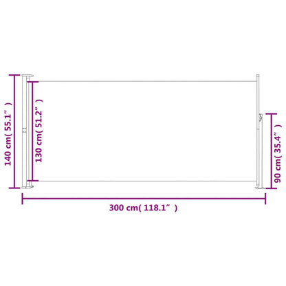 Toldo lateral retrátil 140x300 cm creme