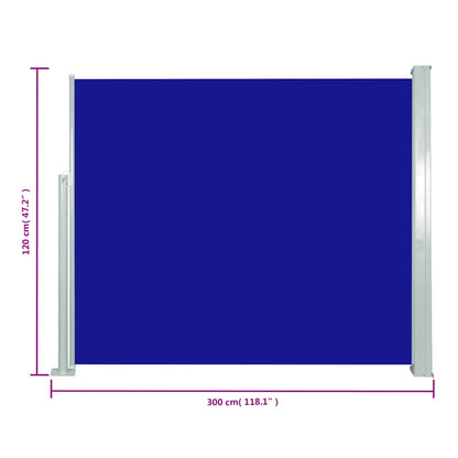 Toldo lateral retrátil 120x300 cm azul