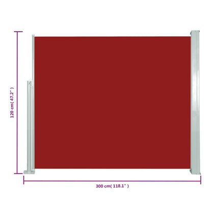 Toldo lateral retrátil 120x300 cm vermelho