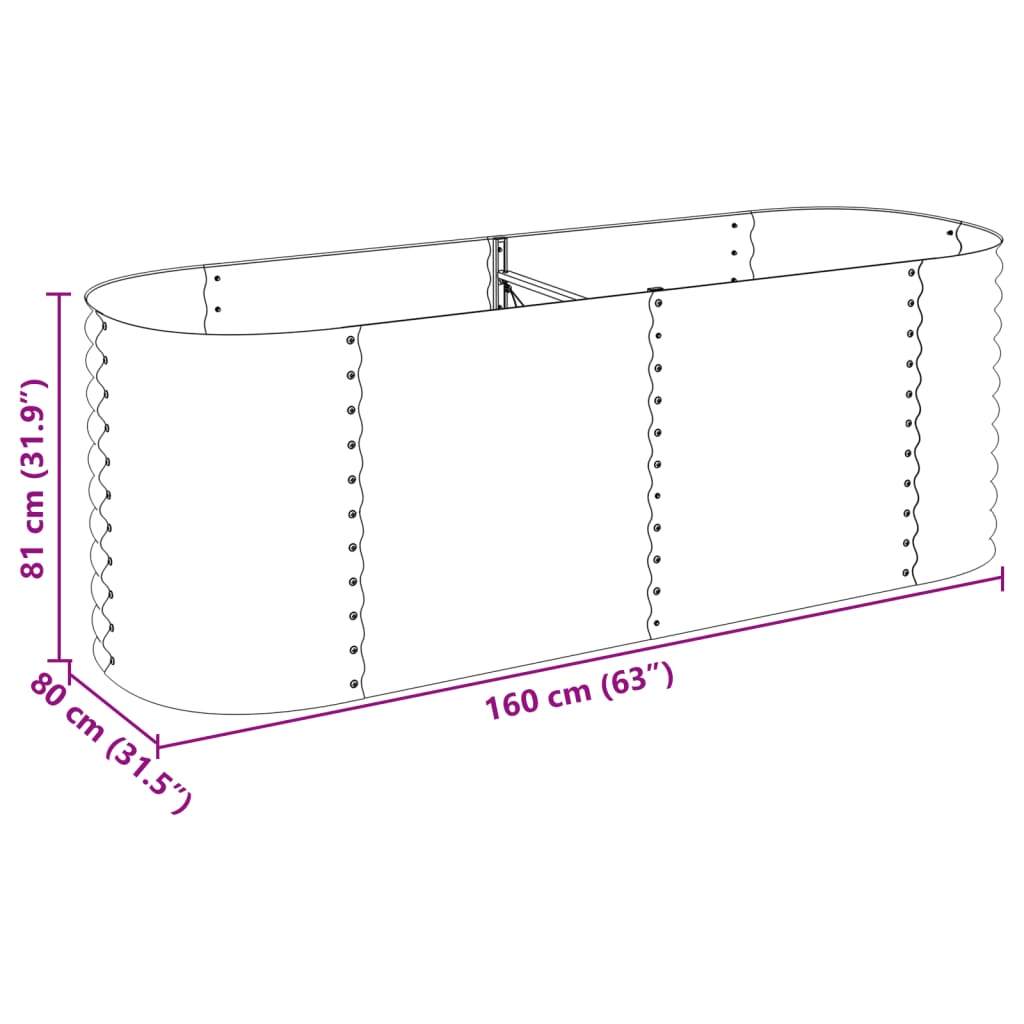 Canteiro elevado de jardim aço galvanizado 240x80x81cm prateado