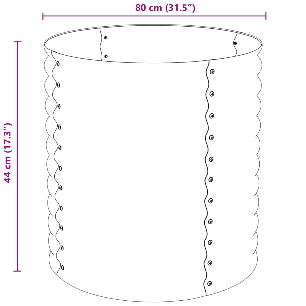 Canteiro/vaso elevado aço galvanizado 80x80x81 cm prateado